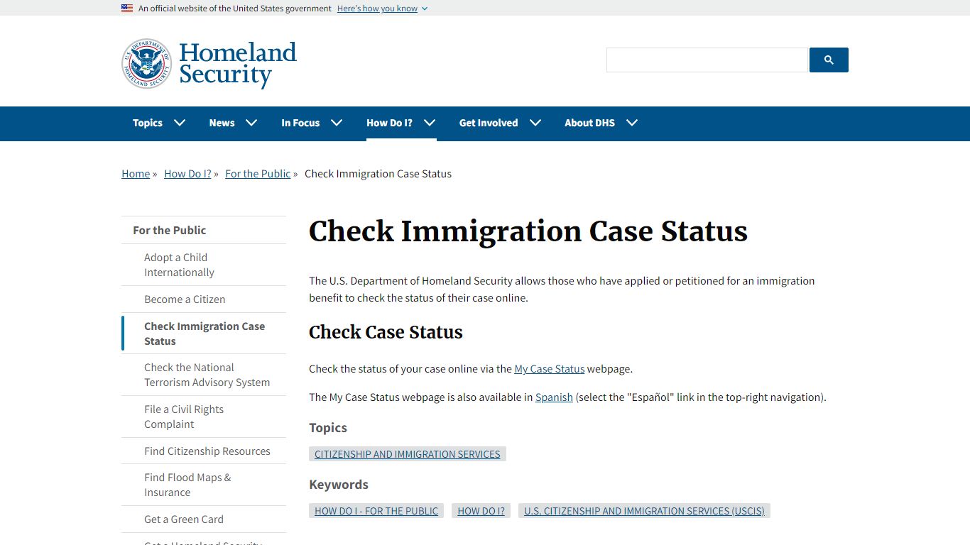 Check Immigration Case Status | Homeland Security - DHS